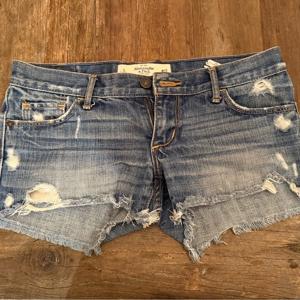 Abercrombie & Fitch Distressed Blue Jean Shorts